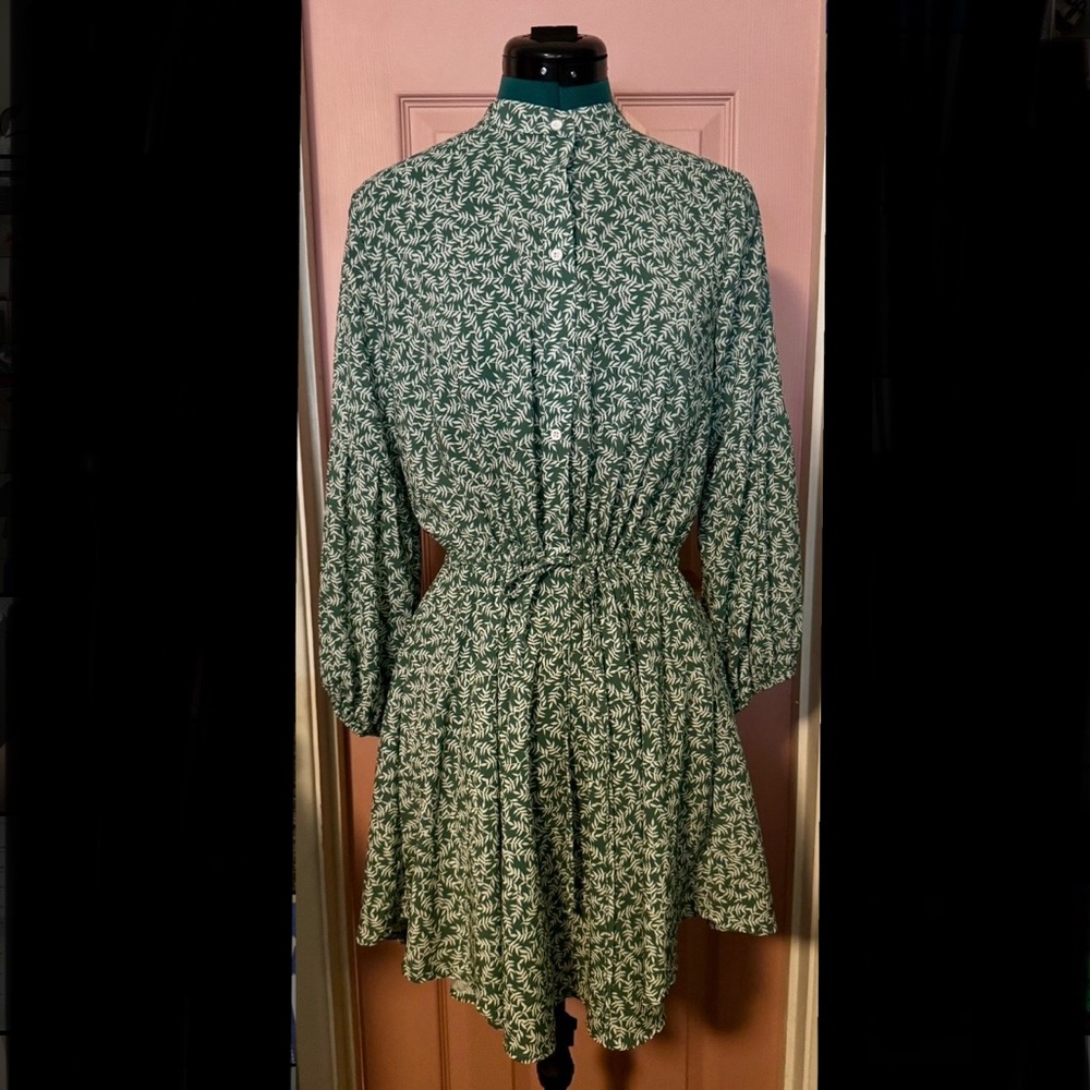 Elegant Green Floral Women's Dress